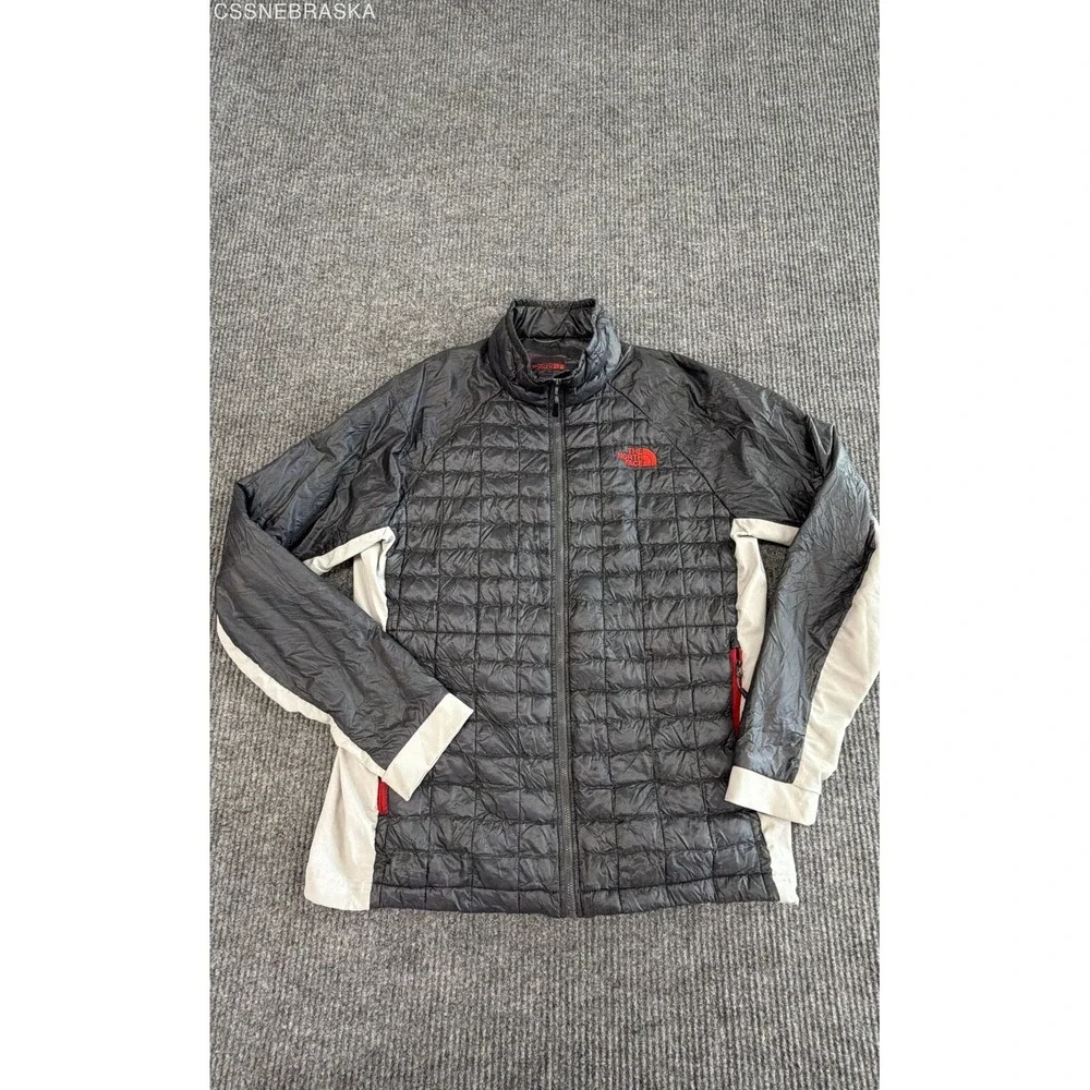 The North Face Men's Gray Black Hybrid Quilted Insulated Full Zip Jacket Sz L
